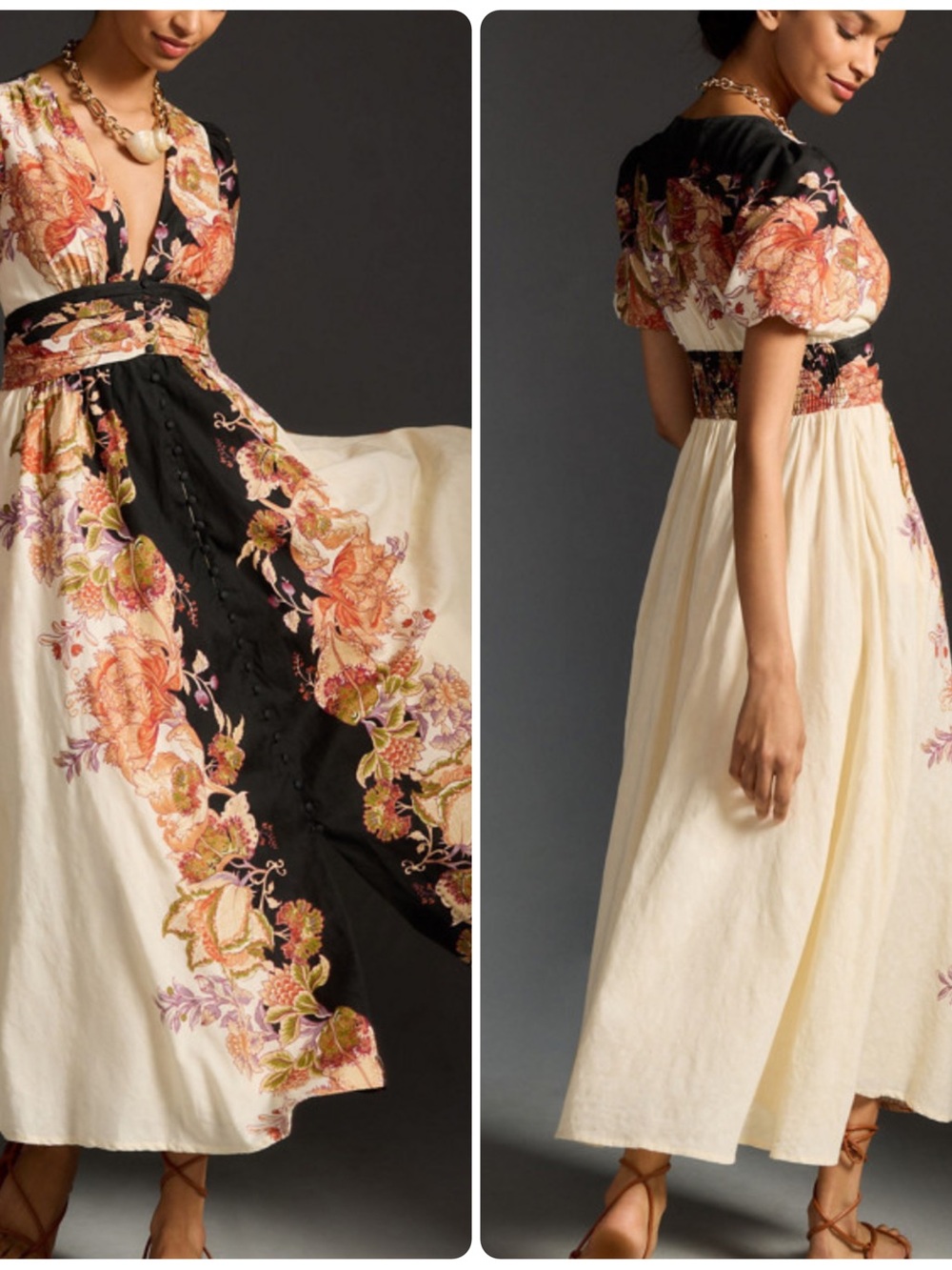 By Anthropologie The Catalina Button-Front Midi Dress